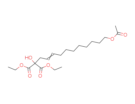 Molecular Structure of 90107-10-1 (Propanedioic acid, [11-(acetyloxy)-2-undecenyl]hydroxy-, diethyl ester)
