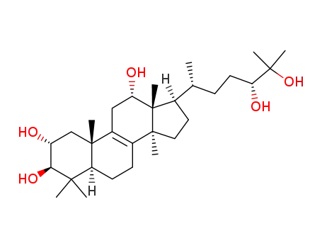 Molecular Structure of 64971-22-8 ((2R,3R,10S,12S,13R,14R,17R)-17-[(2R,5R)-5,6-dihydroxy-6-methyl-heptan- 2-yl]-4,4,10,13,14-pentamethyl-2,3,5,6,7,11,12,15,16,17-decahydro-1H-c yclopenta[a]phenanthrene-2,3,12-triol)