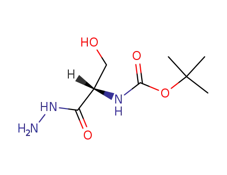 Molecular Structure of 2766-42-9 (tert-butyl (1-hydrazinyl-3-hydroxy-1-oxopropan-2-yl)carbamate (non-preferred name))