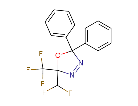 Molecular Structure of 67444-56-8 (1,3,4-Oxadiazole,
2-(difluoromethyl)-2,5-dihydro-5,5-diphenyl-2-(trifluoromethyl)-)