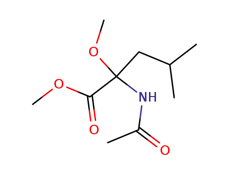 Molecular Structure of 62927-26-8 (Leucine, N-acetyl-2-methoxy-, methyl ester)