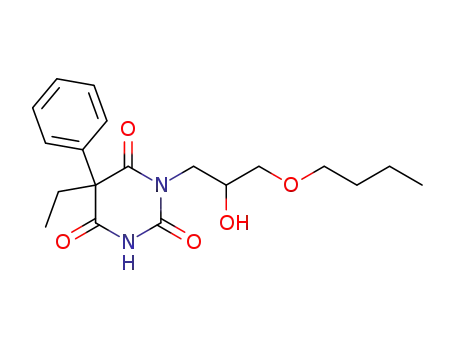 Molecular Structure of 67441-96-7 (2,4,6(1H,3H,5H)-Pyrimidinetrione,
1-(3-butoxy-2-hydroxypropyl)-5-ethyl-5-phenyl-)