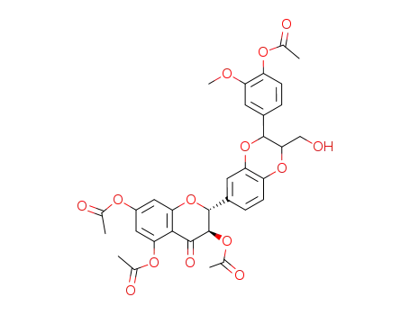 4H-1-Benzopyran-4-one,
3,5,7-tris(acetyloxy)-2-[3-[4-(acetyloxy)-3-methoxyphenyl]-2,3-dihydro-2-
(hydroxymethyl)-1,4-benzodioxin-6-yl]-2,3-dihydro-, (2R,3R)-