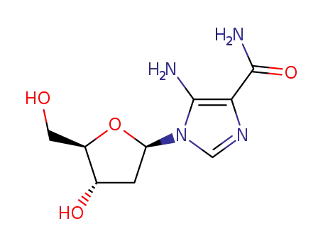 Molecular Structure of 37642-56-1 (5-amino-1-(2'-deoxy-beta-D-ribofuranosyl)imidazole-4-carboxamide)