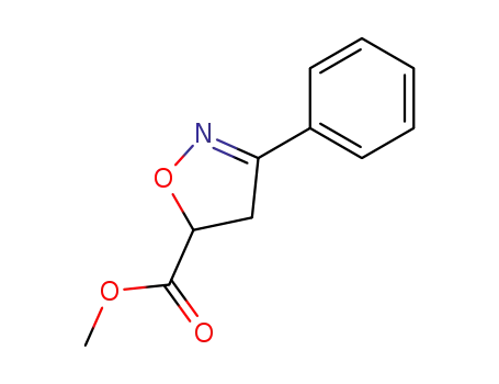Molecular Structure of 17647-39-1 (5-Isoxazolecarboxylic acid, 4,5-dihydro-3-phenyl-, methyl ester)