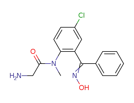 Molecular Structure of 51483-16-0 (Acetamide,
2-amino-N-[4-chloro-2-[(hydroxyimino)phenylmethyl]phenyl]-N-methyl-)