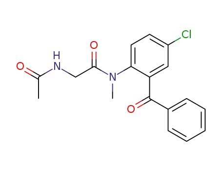 Molecular Structure of 54888-03-8 (N~2~-acetyl-N-(2-benzoyl-4-chlorophenyl)-N-methylglycinamide)