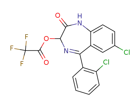 Molecular Structure of 89722-85-0 (Acetic acid, trifluoro-,
7-chloro-5-(2-chlorophenyl)-2,3-dihydro-2-oxo-1H-1,4-benzodiazepin-3-
yl ester)