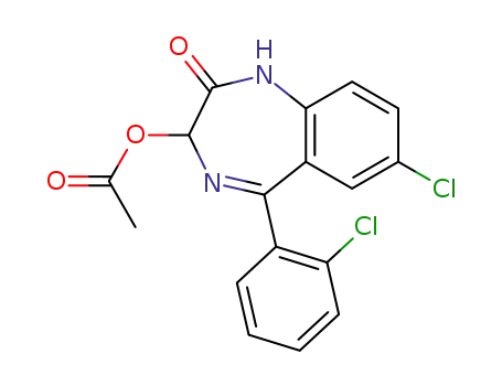 Molecular Structure of 2848-96-6 (3-(Acetyloxy)-7-chloro-5-(2-chlorophenyl)-1,3-dihydro-2H-1,4-benzodiazepin-2-one)