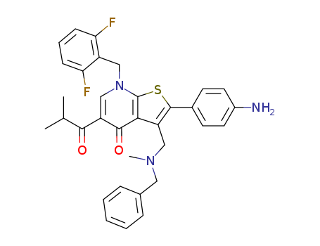 Thieno[2,3-b]pyridin-4(7H)-one,2-(4-aminophenyl)-7-[(2,6-difluorophenyl)methyl]-5-(2-methyl-1-oxopropyl)-3-[[methyl(phenylmethyl)amino]methyl]-
