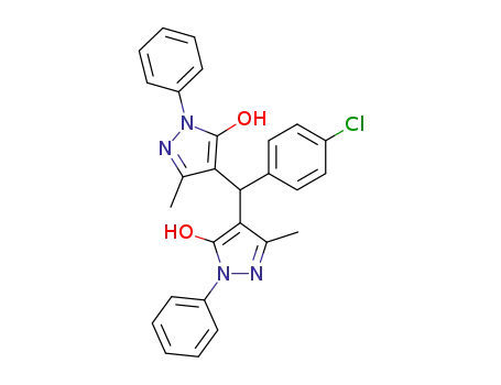 Molecular Structure of 143699-06-3 (1H-Pyrazol-5-ol, 4,4'-[(4-chlorophenyl)methylene]bis[3-methyl-1-phenyl-)