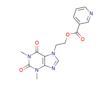 Molecular Structure of 13425-39-3 (2-(1,2,3,6-tetrahydro-1,3-dimethyl-2,6-dioxo-7H-purin-7-yl)ethyl nicotinate)