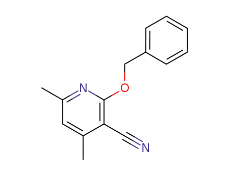 Molecular Structure of 53475-53-9 (3-Pyridinecarbonitrile, 4,6-dimethyl-2-(phenylmethoxy)-)