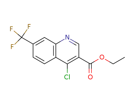 Molecular Structure of 21168-42-3 (4-CHLORO-7-TRIFLUOROMETHYLQUINOLINE-3-CARBOXYLIC ACID ETHYL ESTER)