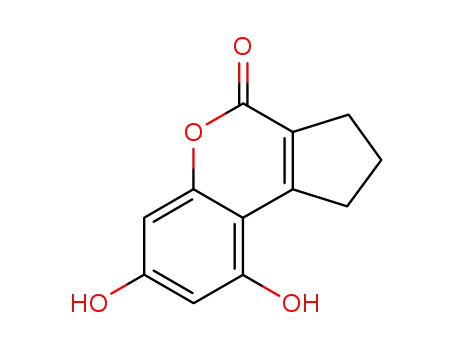 Molecular Structure of 83688-40-8 (Cyclopenta[c][1]benzopyran-4(1H)-one, 2,3-dihydro-7,9-dihydroxy-)