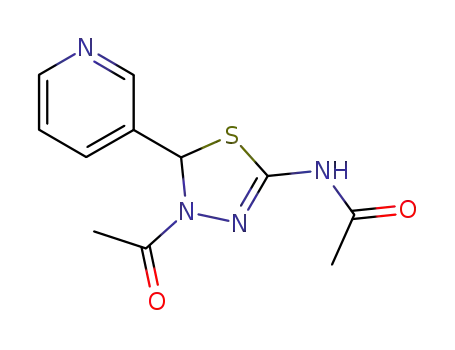 Molecular Structure of 62236-03-7 (Acetamide, N-[4-acetyl-4,5-dihydro-5-(3-pyridinyl)-1,3,4-thiadiazol-2-yl]-)