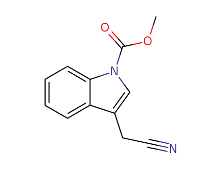 Molecular Structure of 115610-85-0 (2-(1-methoxycarbonylindol-3-yl)acetonitrile)