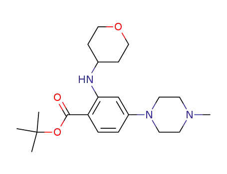 Molecular Structure of 1034975-40-0 (4-(4-methylpiperazin-1-yl)-2-[(tetrahydropyran-4-yl)amino]benzoic acid tert-butyl ester)