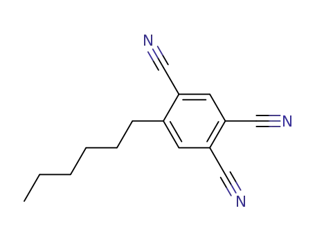 Molecular Structure of 139071-39-9 (1,2,4-Benzenetricarbonitrile, 5-hexyl-)