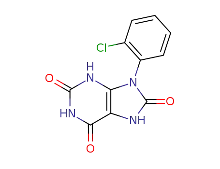 Molecular Structure of 5444-40-6 (9-(2-chlorophenyl)-3,7-dihydropurine-2,6,8-trione)