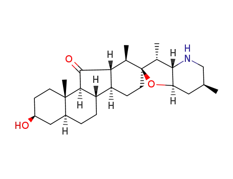 Molecular Structure of 24508-94-9 ((3beta,5alpha,12beta,13beta,22S,23R)-3-hydroxy-5,6,12,13-tetrahydro-17,23-epoxyveratraman-11-one)