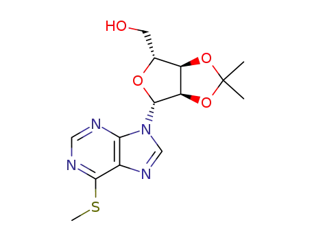 Molecular Structure of 42021-78-3 (9-[2,3-O-(1-methylethylidene)pentofuranosyl]-6-(methylsulfanyl)-9H-purine)