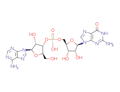 Molecular Structure of 3352-23-6 ([5-(2-amino-6-oxo-3H-purin-9-yl)-3,4-dihydroxy-oxolan-2-yl]methoxy-[5-(6-aminopurin-9-yl)-4-hydroxy-2-(hydroxymethyl)oxolan-3-yl]oxy-phosphinic acid)