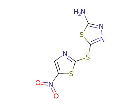 Molecular Structure of 40045-50-9 (5-[(5-Nitro-2-thiazolyl)thio]-1,3,4thiadiazol-2-amine)
