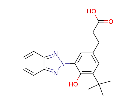 Molecular Structure of 84268-36-0 (Benzenepropanoic acid, 3-(2H-benzotriazol-2-yl)-5-(1,1-dimethylethyl)-4-hydroxy-)