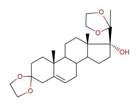 Molecular Structure of 3386-00-3 (17-hydroxypregn-5-ene-3,20-dione cyclic bis(ethylene acetal))