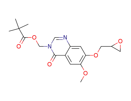 Molecular Structure of 367272-12-6 (Propanoic acid, 2,2-dimethyl-,
[6-methoxy-7-(oxiranylmethoxy)-4-oxo-3(4H)-quinazolinyl]methyl ester)