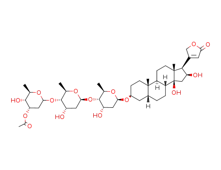 Card-20(22)-enolide,3-[(O-3-O-acetyl-2,6-dideoxy-b-D-ribo-hexopyranosyl-(1?4)-O-2,6-dideoxy-b-D-ribo-hexopyranosyl-(1?4)-2,6-dideoxy-b-D-ribo-hexopyranosyl)oxy]-14,16-dihydroxy-, (3b,5b,16b)- (9CI)