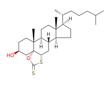 Molecular Structure of 133586-84-2 ((3S,7aS,8aS,8bS,11R,11aR,13aS,13bR)-3-hydroxy-11a,13b-dimethyl-11-[(2R)-6-methylheptan-2-yl]hexadecahydrocyclopenta[1,2]phenanthro[9,8a-d][1,3]oxathiole-6-thione)
