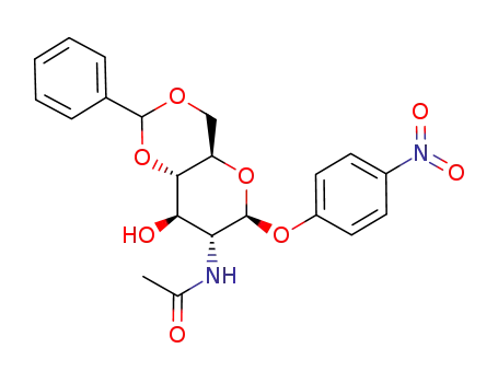 Molecular Structure of 19234-58-3 (4-Nitrophenyl2-acetamido-2-deoxy-4,6-O-benzylidene-b-D-glucopyranoside)