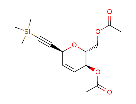 Molecular Structure of 115029-76-0 (2H-Pyran-2-methanol,
3-(acetyloxy)-3,6-dihydro-6-[(trimethylsilyl)ethynyl]-, acetate,
(2R,3S,6S)-)