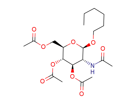 Molecular Structure of 172945-26-5 (HEXYL 2-ACETAMIDO-3,4,6-TRI-O-ACETYL-2-DEOXY-BETA-D-GLUCOPYRANOSIDE)