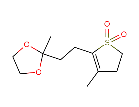 Molecular Structure of 139642-69-6 (1,3-Dioxolane,
2-[2-(4,5-dihydro-3-methyl-1,1-dioxido-2-thienyl)ethyl]-2-methyl-)