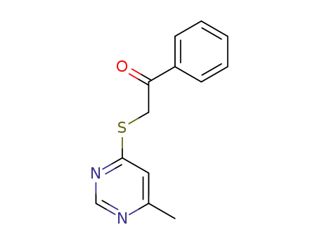 Molecular Structure of 89991-26-4 (Ethanone, 2-[(6-methyl-4-pyrimidinyl)thio]-1-phenyl-)