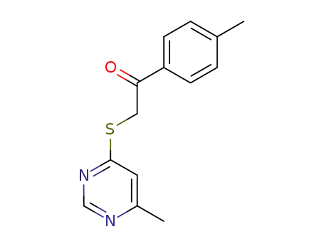 Molecular Structure of 89991-24-2 (Ethanone, 1-(4-methylphenyl)-2-[(6-methyl-4-pyrimidinyl)thio]-)