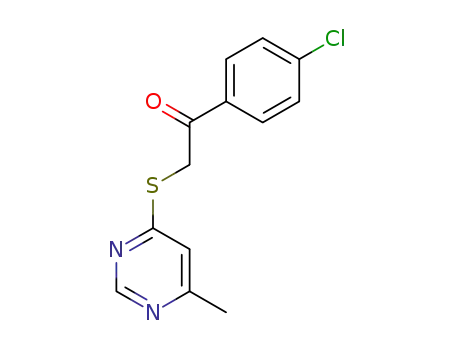 Molecular Structure of 89991-22-0 (Ethanone, 1-(4-chlorophenyl)-2-[(6-methyl-4-pyrimidinyl)thio]-)