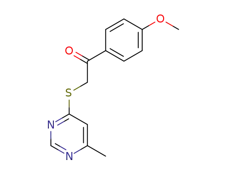 Molecular Structure of 89991-25-3 (Ethanone, 1-(4-methoxyphenyl)-2-[(6-methyl-4-pyrimidinyl)thio]-)