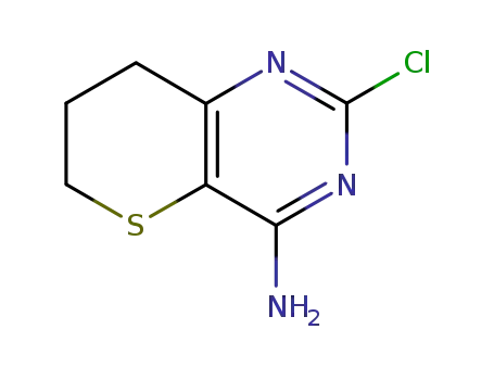 Molecular Structure of 87466-42-0 (6H-Thiopyrano[3,2-d]pyrimidin-4-amine, 2-chloro-7,8-dihydro-)