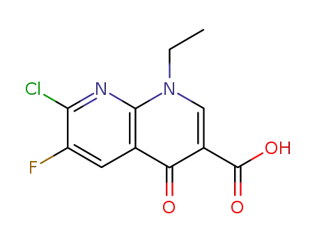 Molecular Structure of 79286-73-0 (7-CHLORO-1-ETHYL-6-FLUORO-4-OXO-1,4-DIHYDRO-[1,8]NAPHTHYRIDINE-3-CARBOXYLIC ACID)