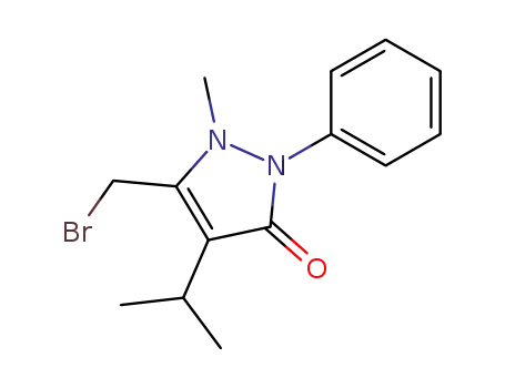 Molecular Structure of 53616-28-7 (3H-Pyrazol-3-one,
5-(bromomethyl)-1,2-dihydro-1-methyl-4-(1-methylethyl)-2-phenyl-)