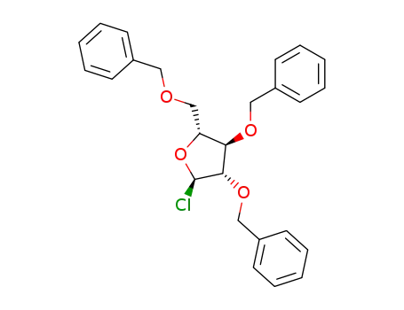 Molecular Structure of 4060-34-8 (1-chloro-Tri-2,3,5-O-benzyl-D-arabofuranose)