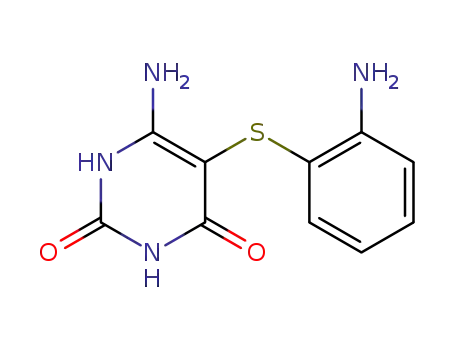 Molecular Structure of 89721-62-0 (2,4(1H,3H)-Pyrimidinedione, 6-amino-5-[(2-aminophenyl)thio]-)
