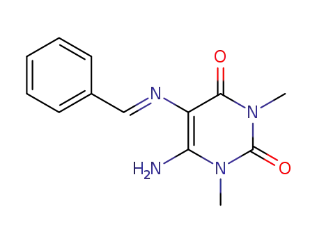 Molecular Structure of 60228-89-9 (6-amino-1,3-dimethyl-5-{[(E)-phenylmethylidene]amino}pyrimidine-2,4(1H,3H)-dione)