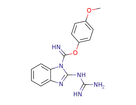 Molecular Structure of 78650-20-1 (1H-Benzimidazole-1-carboximidic acid, 2-[(aminoiminomethyl)amino]-,
4-methoxyphenyl ester)