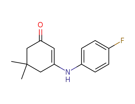 Molecular Structure of 100445-51-0 (2-cyclohexen-1-one, 3-[(4-fluorophenyl)amino]-5,5-dimethyl)