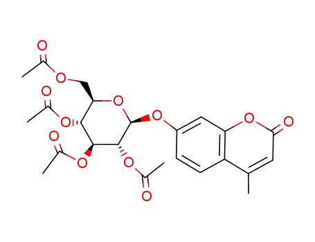 Molecular Structure of 67909-25-5 (2H-1-Benzopyran-2-one, 4-methyl-7-((2,3,4,6-tetra-O-acetyl-beta-D-gluc opyranosyl)oxy)-)